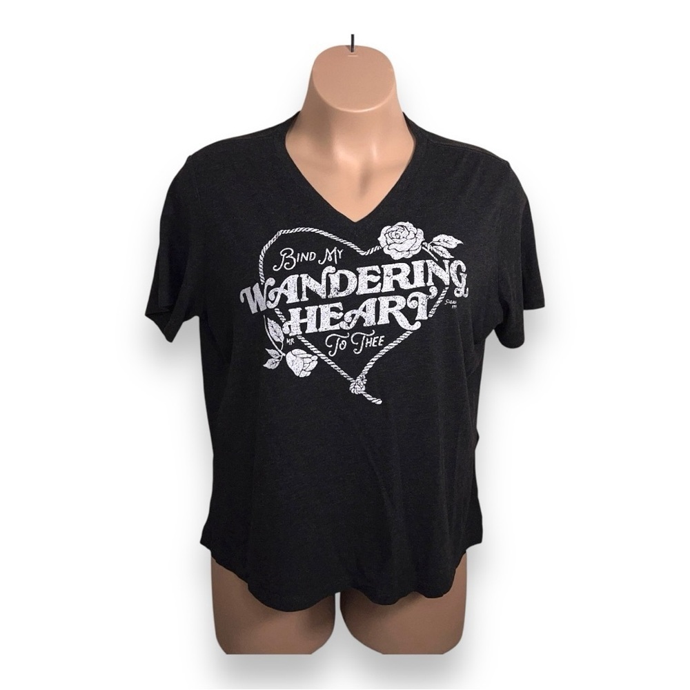 2XL PSALM 119 BIND MY WANDERING HEART TO THEE BLACK TSHIRT WOMENS MERCY ROAD